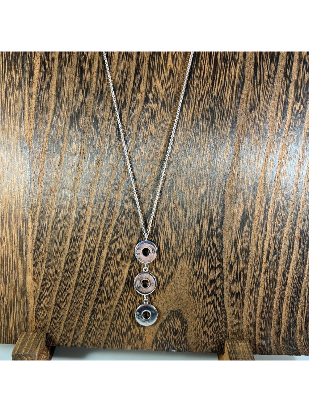 Italy Sterling Silver 925 Circles Pendant Necklace Tarnished 18" Chain Elegant M